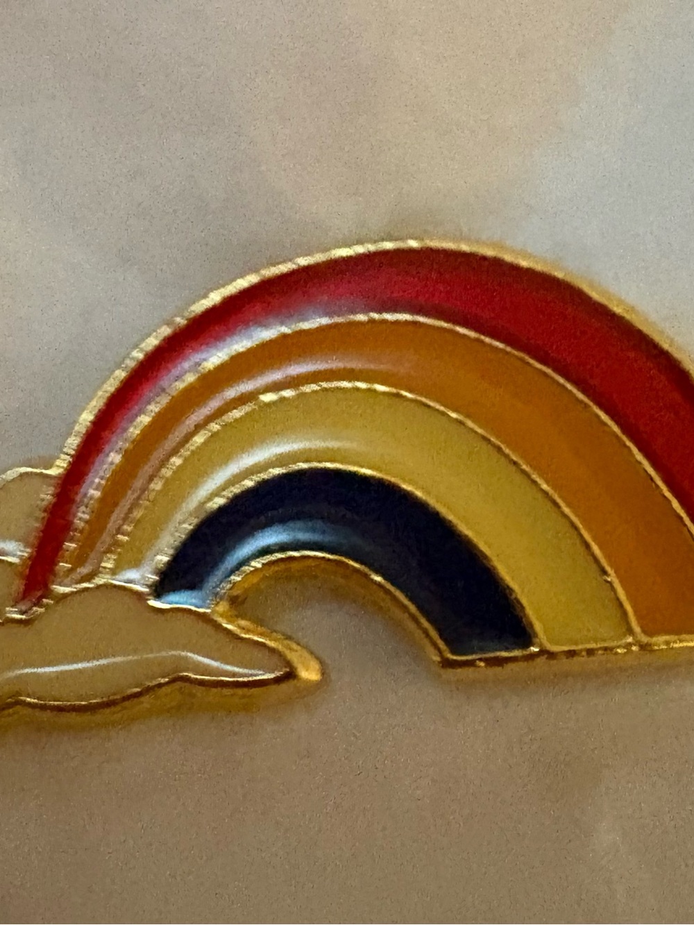 Gold Rainbow Enamel pendant for necklace - Red, Orange, Yellow, Blue